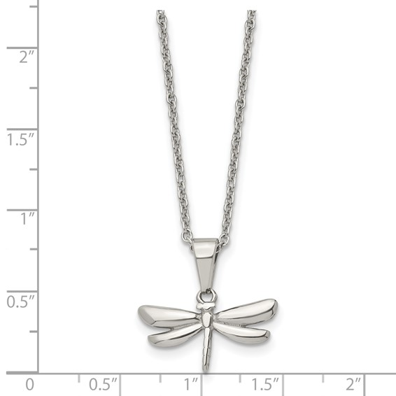 Chisel Stainless Steel Polished Dragonfly Pendant on a 22 inch Cable Chain Necklace