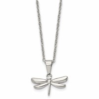 Chisel Stainless Steel Polished Dragonfly Pendant on a Cable Chain Necklace, 22" view 1