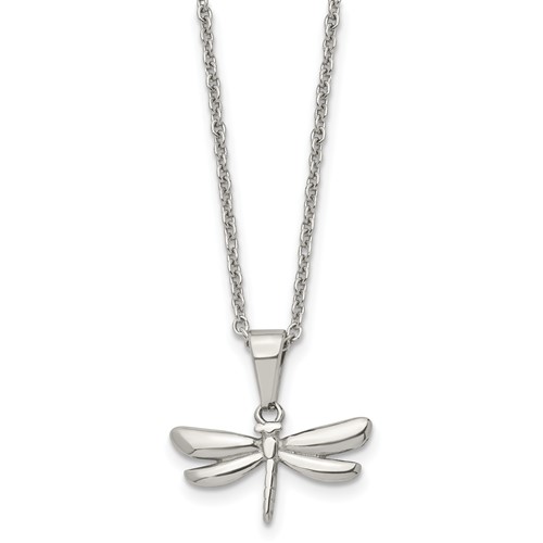 Chisel Stainless Steel Polished Dragonfly Pendant on a Cable Chain Necklace, 22"