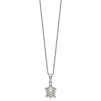 Chisel Stainless Steel Polished and Textured Turtle Pendant on a Cable Chain Necklace, 22" view 3
