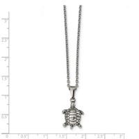 Chisel Stainless Steel Polished and Textured Turtle Pendant on a Cable Chain Necklace, 22" view 4