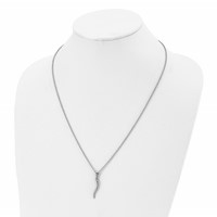 Chisel Stainless Steel Polished Italian Horn Pendant on a Cable Chain Necklace, 22" view 4