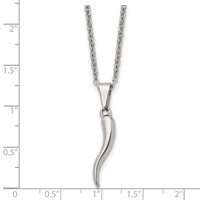 Chisel Stainless Steel Polished Italian Horn Pendant on a Cable Chain Necklace, 22" view 5