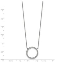 Chisel Stainless Steel Polished CZ Open Circle on a Cable Chain Necklace with a 2.5 Inch Extension, 17" view 3