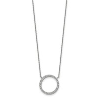 Chisel Stainless Steel Polished CZ Open Circle on a Cable Chain Necklace with a 2.5 Inch Extension, 17" view 1