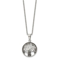 Chisel Stainless Steel Antiqued and Polished Tree of Life Pendant on a Cable Chain Necklace, 20" view 3