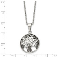 Chisel Stainless Steel Antiqued and Polished Tree of Life Pendant on a Cable Chain Necklace, 20" view 5