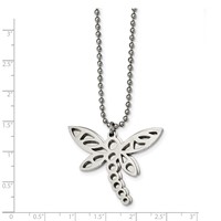Stainless Steel Polished Two Piece Moveable Dragonfly Necklace view 4