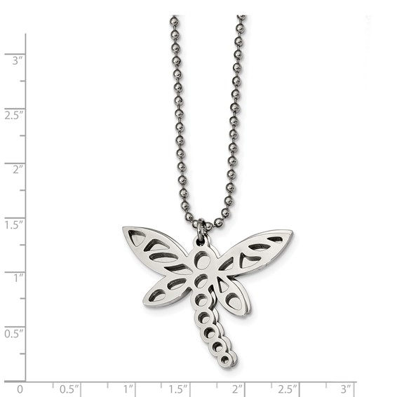 Stainless Steel Polished Two Piece Moveable Dragonfly Necklace