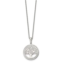 Chisel Stainless Steel Polished Necklace with Preciosa Crystal Tree of Life Pendant on a Cable Chain with 2 Inch Extension, 16" view 3