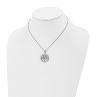 Chisel Stainless Steel Polished Necklace with Preciosa Crystal Tree of Life Pendant on a Cable Chain with 2 Inch Extension, 16" view 4