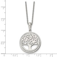 Chisel Stainless Steel Polished Necklace with Preciosa Crystal Tree of Life Pendant on a Cable Chain with 2 Inch Extension, 16" view 5