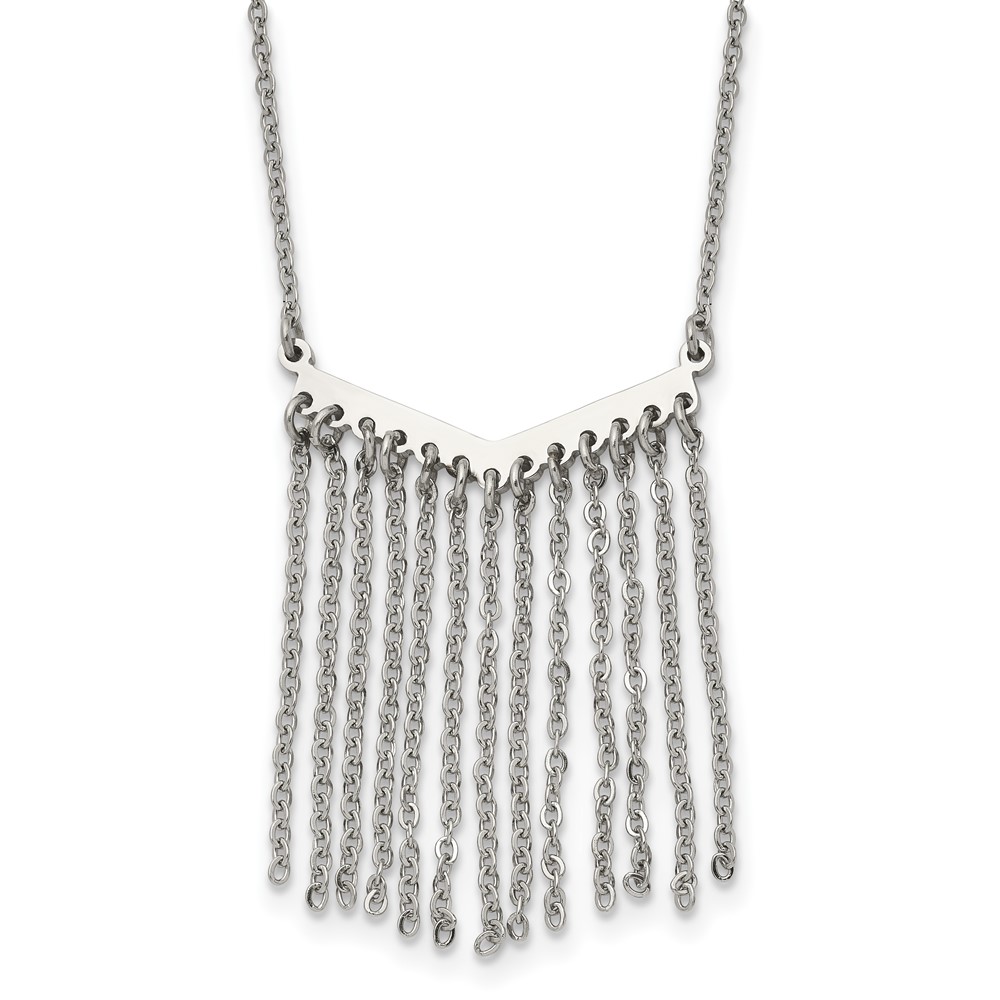 Stainless Steel Polished Multi Chain Dangle Necklace - 19in