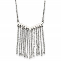 Stainless Steel Polished Multi Chain Dangle Necklace - 19in view 1