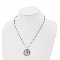 Chisel Stainless Steel Polished Enameled I Love You to the Moon & Back Necklace with Moon and Star Pendant on a Beaded Chain, 20" view 4