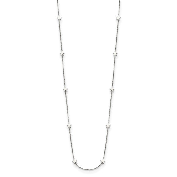 Chisel Stainless Steel Polished Stars on a 35 inch Cable Chain Necklace