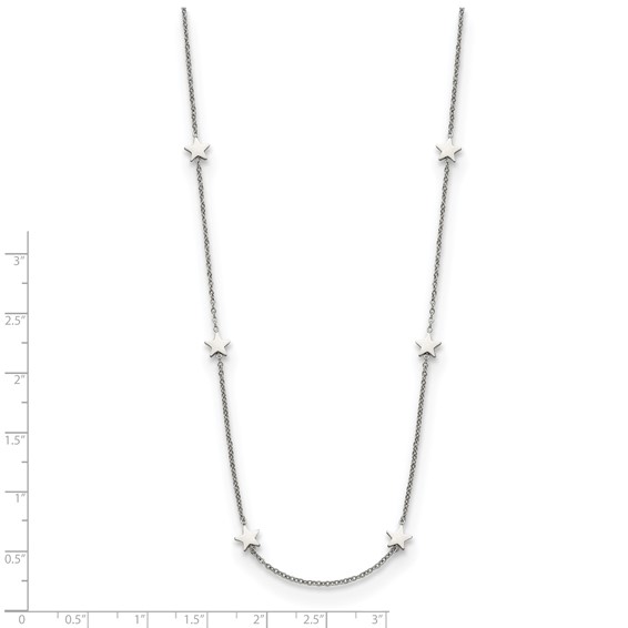 Chisel Stainless Steel Polished Stars on a 35 inch Cable Chain Necklace