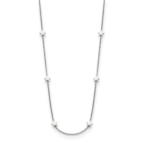 Chisel Stainless Steel Polished Stars on a Cable Chain Necklace, 35"