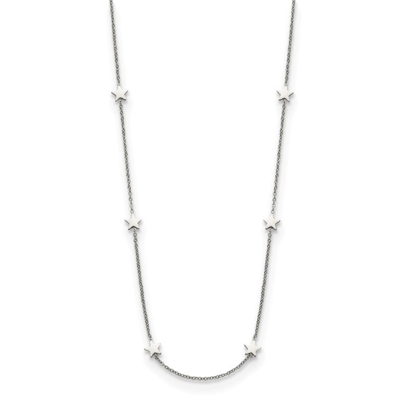Chisel Stainless Steel Polished Stars on a 35 inch Cable Chain Necklace