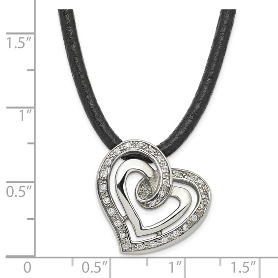 Stainless Steel CZ Heart Necklace