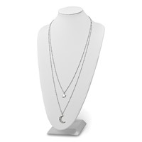 Chisel Stainless Steel Polished Beaded Star and Moon 2 Strand Curb Chain Necklace, 30" view 2