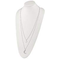 Chisel Stainless Steel Polished Beaded Star and Moon 2 Strand Curb Chain Necklace, 30" view 4