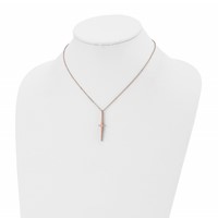 Chisel Stainless Steel Polished Rose IP-plated Cross Pendant on a Necklace with 2 Inch Extension Cable Chain, 16" view 4