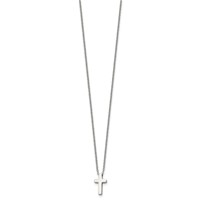 Chisel Stainless Steel Polished Cross Pendant on a Necklace with 1 Inch Extension Cable Chain, 16" view 2