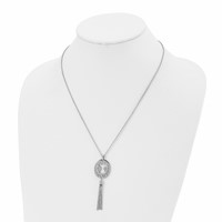 Stainless Steel Polished Angel Necklace with Tassel Dangle, 20" view 4