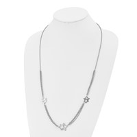 Stainless Steel Polished Star Multi Strand Necklace, 30" view 4