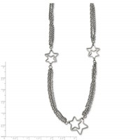 Stainless Steel Polished Star Multi Strand Necklace, 30" view 5