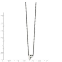 Stainless Steel Polished Letter F Necklace with 2in Ext, 18" view 2