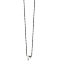 Stainless Steel Polished Letter F Necklace with 2in Ext, 18" view 1