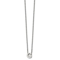 Stainless Steel Polished Letter G Necklace with 2in Ext, 18" view 1