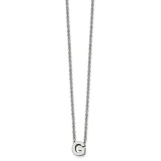 Stainless Steel Polished Letter G 18in w/2in ext Necklace
