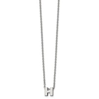 Stainless Steel Polished Letter H Necklace with 2in Ext, 18" view 1
