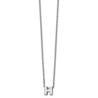 Stainless Steel Polished Letter H 18in w/2in ext Necklace