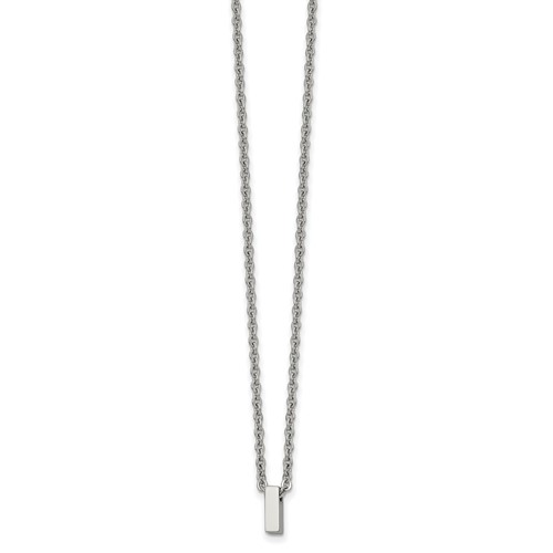 Stainless Steel Polished Letter I Necklace with 2in Ext, 18"