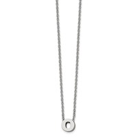 Stainless Steel Polished Letter O Necklace with 2in Ext, 18" view 1