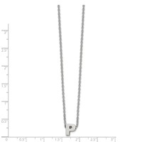 Stainless Steel Polished Letter P Necklace with 2in Ext, 18" view 2
