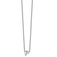 Stainless Steel Polished Letter P Necklace with 2in Ext, 18" view 1