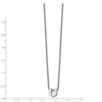 Stainless Steel Polished Letter U Necklace with 2in Ext, 18" view 2