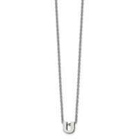 Stainless Steel Polished Letter U Necklace with 2in Ext, 18" view 1
