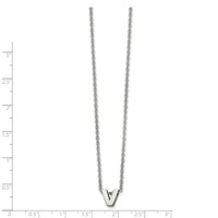 Stainless Steel Polished Letter V Necklace with 2in Ext, 18" view 2