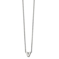 Stainless Steel Polished Letter V Necklace with 2in Ext, 18" view 1