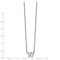 Stainless Steel Polished Letter W 18in W 2in Ext Necklace view 2