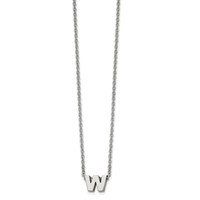 Stainless Steel Polished Letter W 18in W 2in Ext Necklace view 1
