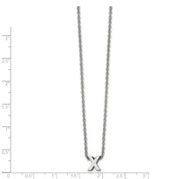 Stainless Steel Polished Letter X Necklace with 2in Ext, 18" view 2