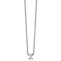 Stainless Steel Polished Letter X Necklace with 2in Ext, 18" view 1