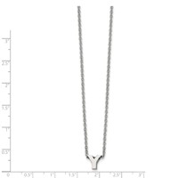 Stainless Steel Polished Letter Y Necklace with 2in Ext, 18" view 2